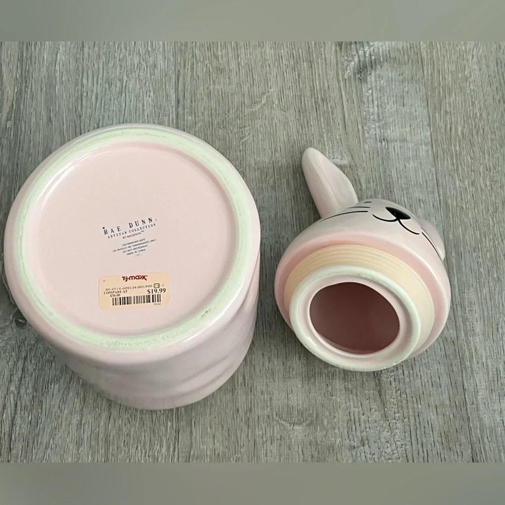 Rae Dunn Bunny Treats Pink Cookie Jar Canister Easter